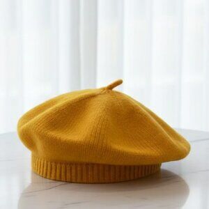 2/$30 Yellow Winter Ladies Knit Beret Hat - Winter Cap